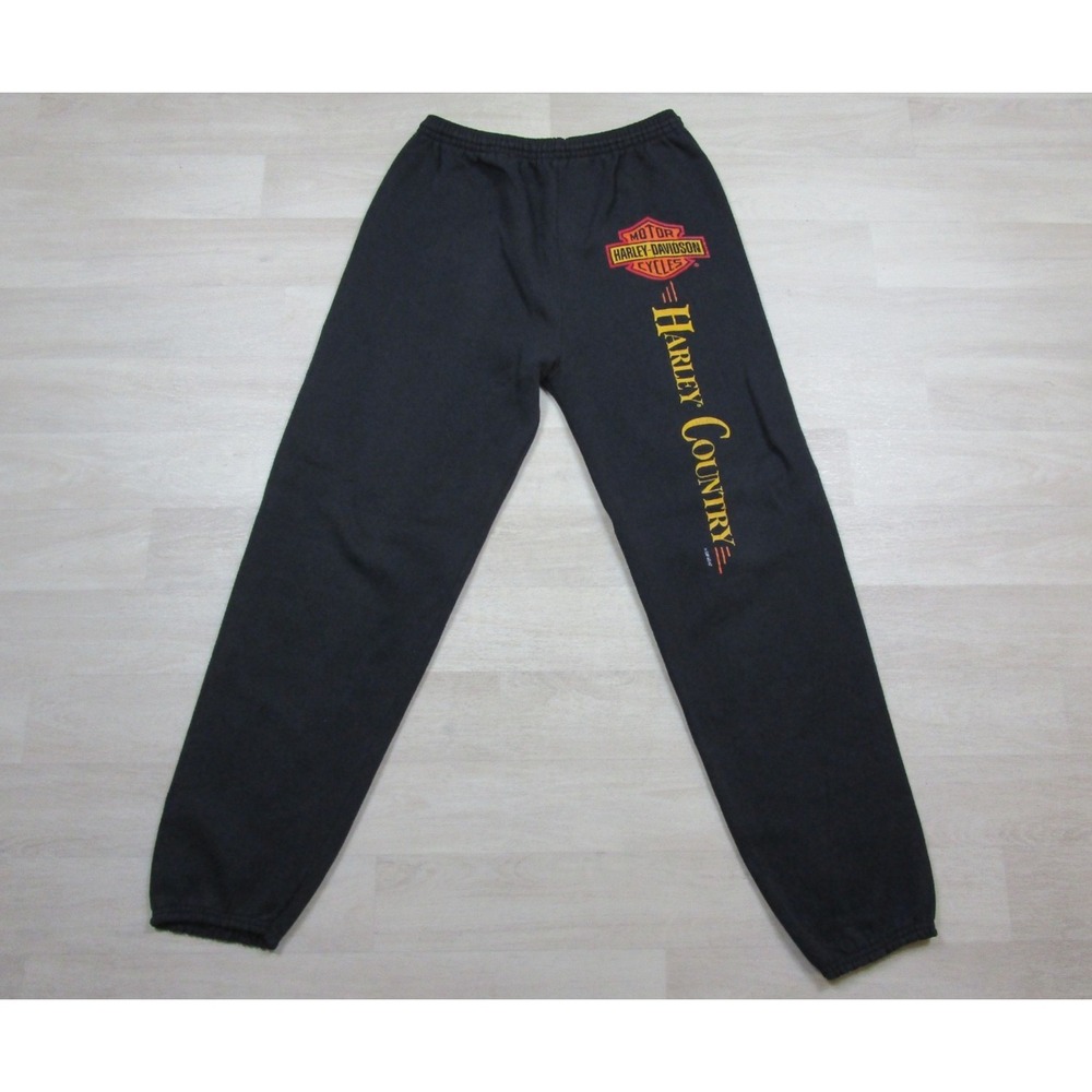 Vintage 90s Harley Davidson Sweatpants Joggers Men's (L) "Harley Country" Biker